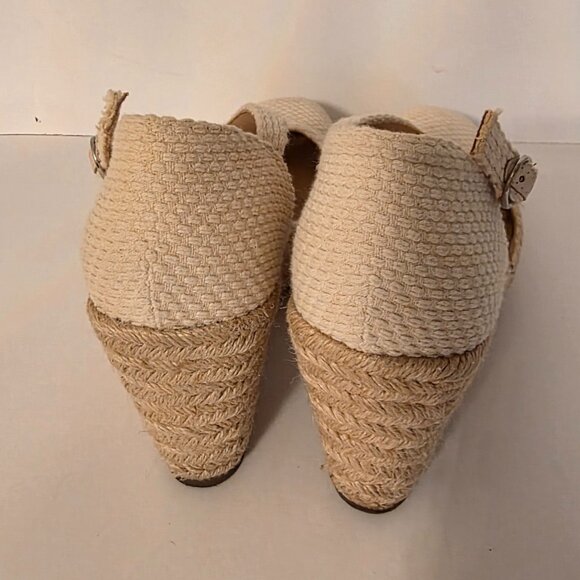 Pre-Loved A New Day Cream Canvas Wedge Shoes – Size 7 - Picture 3 of 6